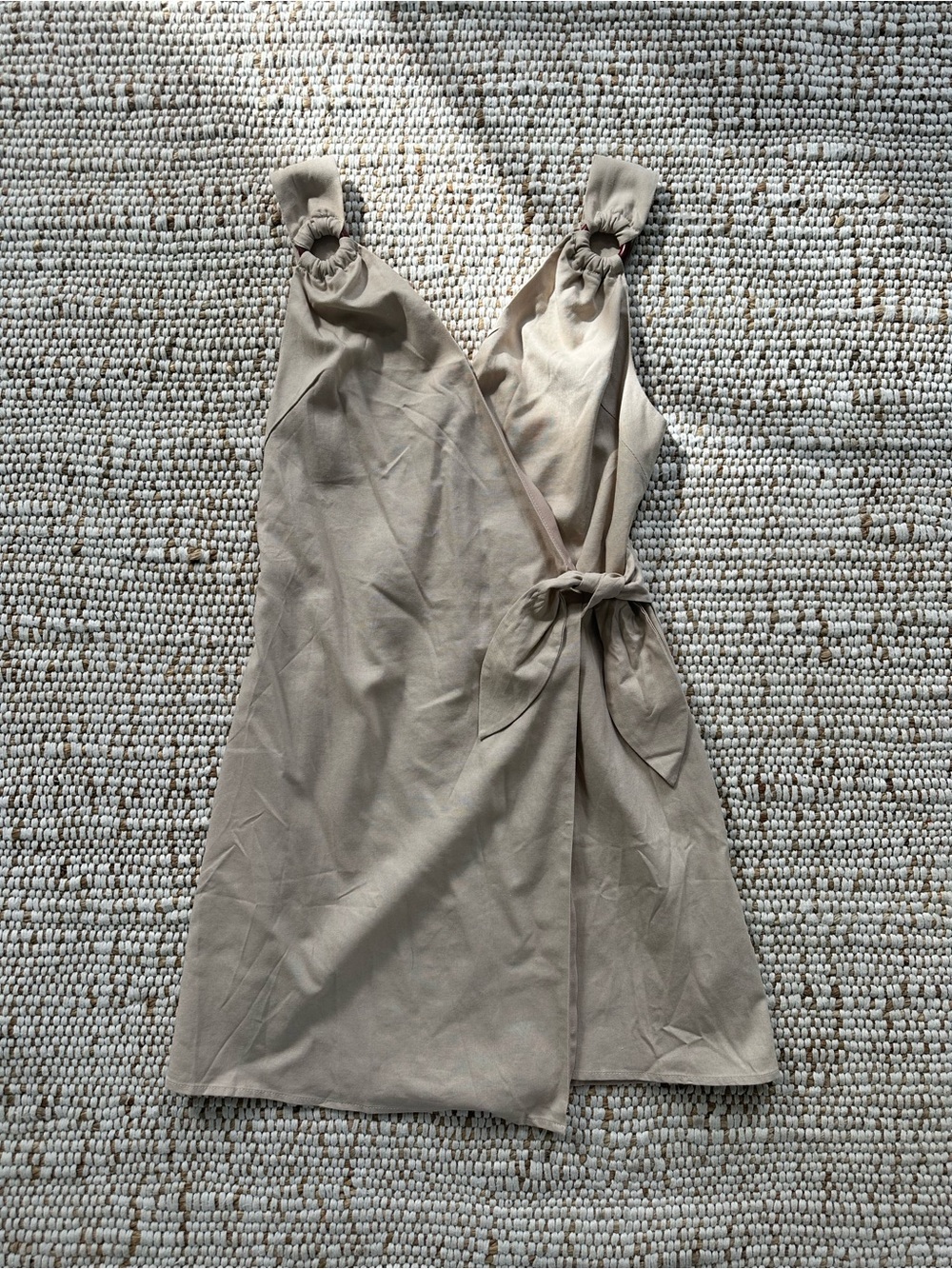 Wrap Mini Dress in Taupe
